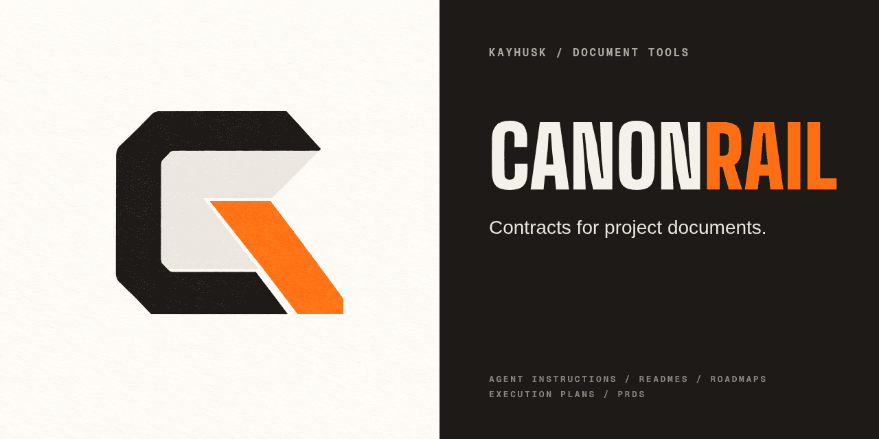 CanonRail project card with its geometric CR mark and document-contract positioning.